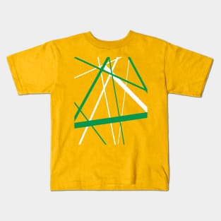 Criss Cross Green and White Lines Kids T-Shirt